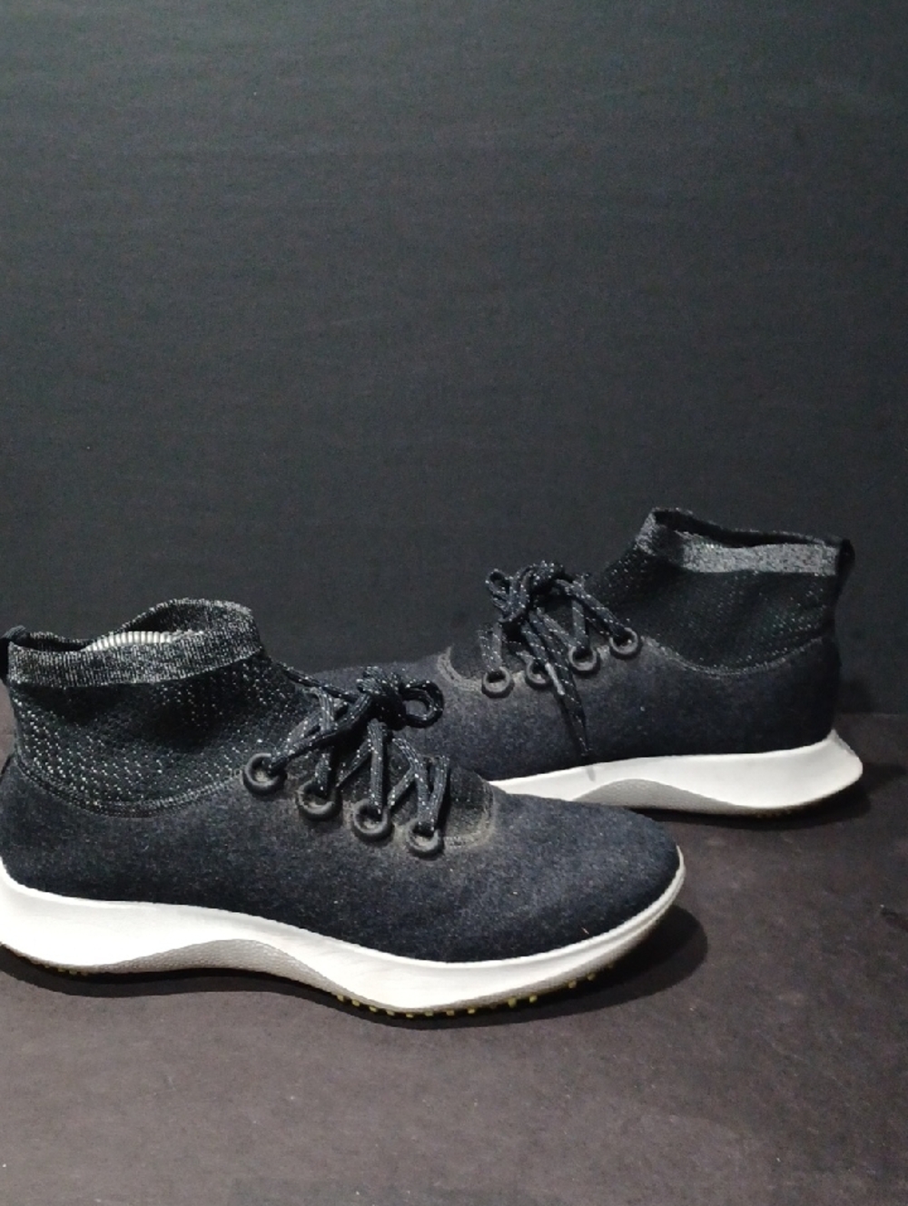 Men's Black Knit High-Top Sneakers - Lightweight Comfort Sz 10